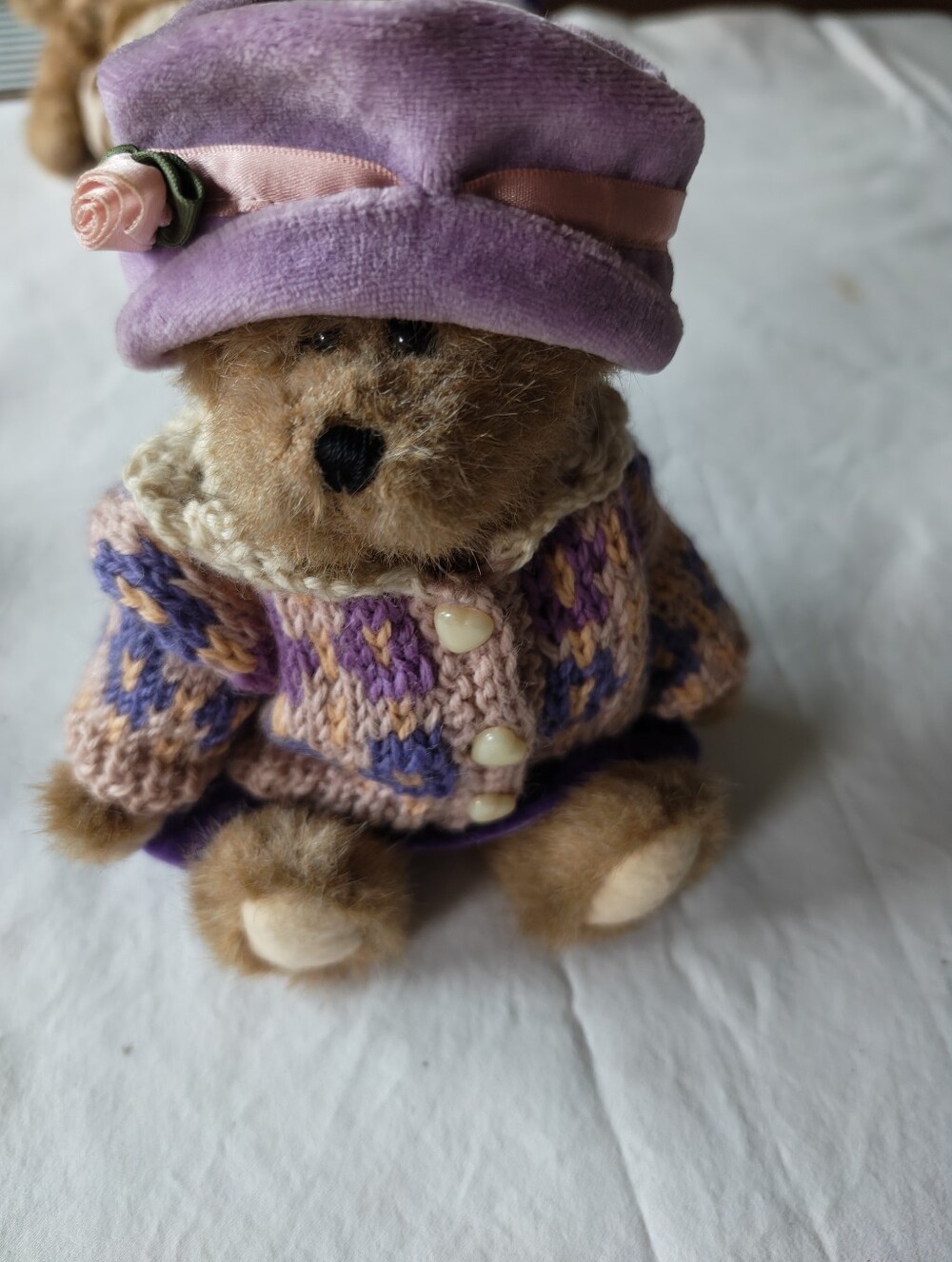 Boyds Bears Pink and Purple Knit Jacket with Heart Buttons